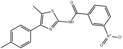 3-nitro-N-[5-methyl-4-(4-methylphenyl)-1,3-thiazol-2-yl]benzamide 化学構造式