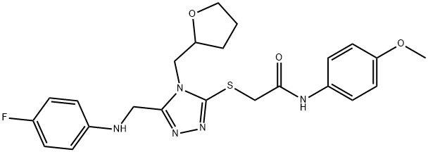 2-{[5-[(4-fluoroanilino)methyl]-4-(tetrahydro-2-furanylmethyl)-4H-1,2,4-triazol-3-yl]sulfanyl}-N-(4-methoxyphenyl)acetamide Structure