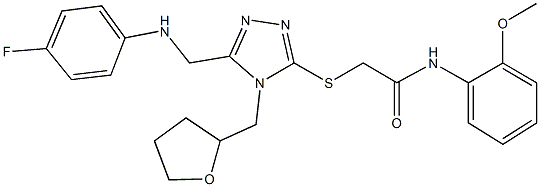 2-{[5-[(4-fluoroanilino)methyl]-4-(tetrahydro-2-furanylmethyl)-4H-1,2,4-triazol-3-yl]sulfanyl}-N-(2-methoxyphenyl)acetamide Struktur