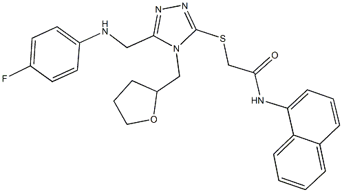 2-{[5-[(4-fluoroanilino)methyl]-4-(tetrahydro-2-furanylmethyl)-4H-1,2,4-triazol-3-yl]sulfanyl}-N-(1-naphthyl)acetamide|