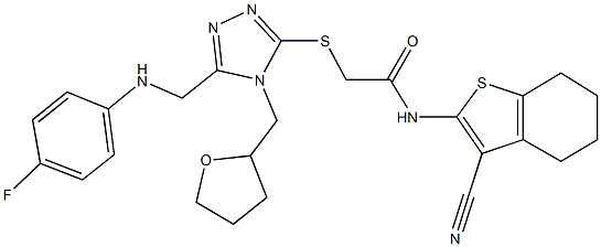 N-(3-cyano-4,5,6,7-tetrahydro-1-benzothien-2-yl)-2-{[5-[(4-fluoroanilino)methyl]-4-(tetrahydro-2-furanylmethyl)-4H-1,2,4-triazol-3-yl]sulfanyl}acetamide,333417-58-6,结构式