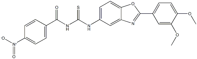 N-[2-(3,4-dimethoxyphenyl)-1,3-benzoxazol-5-yl]-N'-{4-nitrobenzoyl}thiourea 结构式