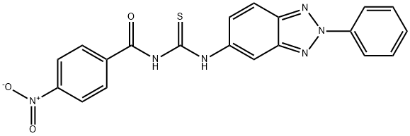 N-{4-nitrobenzoyl}-N'-(2-phenyl-2H-1,2,3-benzotriazol-5-yl)thiourea Structure