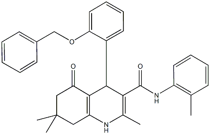 4-[2-(benzyloxy)phenyl]-2,7,7-trimethyl-N-(2-methylphenyl)-5-oxo-1,4,5,6,7,8-hexahydro-3-quinolinecarboxamide Struktur