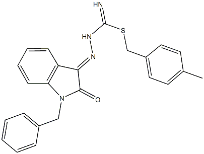 4-methylbenzyl 2-(1-benzyl-2-oxo-1,2-dihydro-3H-indol-3-ylidene)hydrazinecarbimidothioate Struktur