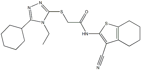 N-(3-cyano-4,5,6,7-tetrahydro-1-benzothien-2-yl)-2-[(5-cyclohexyl-4-ethyl-4H-1,2,4-triazol-3-yl)sulfanyl]acetamide,333423-28-2,结构式