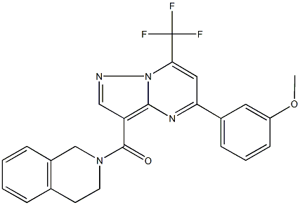 3-[3-(3,4-dihydro-2(1H)-isoquinolinylcarbonyl)-7-(trifluoromethyl)pyrazolo[1,5-a]pyrimidin-5-yl]phenyl methyl ether 结构式