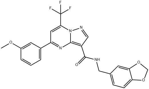 N-(1,3-benzodioxol-5-ylmethyl)-5-(3-methoxyphenyl)-7-(trifluoromethyl)pyrazolo[1,5-a]pyrimidine-3-carboxamide Structure