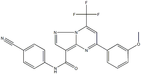 N-(4-cyanophenyl)-5-(3-methoxyphenyl)-7-(trifluoromethyl)pyrazolo[1,5-a]pyrimidine-3-carboxamide 化学構造式