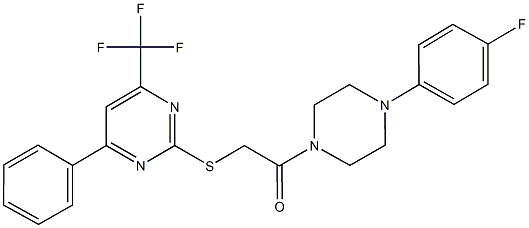 2-[4-(4-fluorophenyl)-1-piperazinyl]-2-oxoethyl 4-phenyl-6-(trifluoromethyl)-2-pyrimidinyl sulfide 结构式