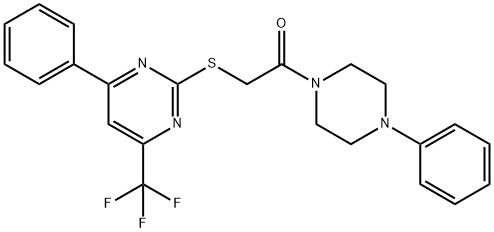 2-oxo-2-(4-phenyl-1-piperazinyl)ethyl 4-phenyl-6-(trifluoromethyl)-2-pyrimidinyl sulfide Structure