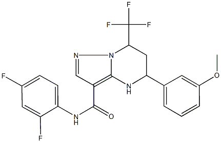 N-(2,4-difluorophenyl)-5-[3-(methyloxy)phenyl]-7-(trifluoromethyl)-4,5,6,7-tetrahydropyrazolo[1,5-a]pyrimidine-3-carboxamide 结构式