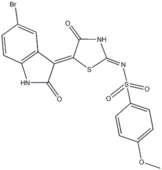 N-[5-(5-bromo-2-oxo-1,2-dihydro-3H-indol-3-ylidene)-4-oxo-1,3-thiazolidin-2-ylidene]-4-methoxybenzenesulfonamide Structure