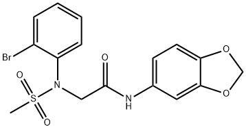 N-(1,3-benzodioxol-5-yl)-2-[2-bromo(methylsulfonyl)anilino]acetamide Struktur