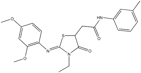 2-{2-[(2,4-dimethoxyphenyl)imino]-3-ethyl-4-oxo-1,3-thiazolidin-5-yl}-N-(3-methylphenyl)acetamide,333441-17-1,结构式