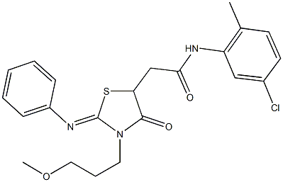 N-(5-chloro-2-methylphenyl)-2-[3-(3-methoxypropyl)-4-oxo-2-(phenylimino)-1,3-thiazolidin-5-yl]acetamide Structure