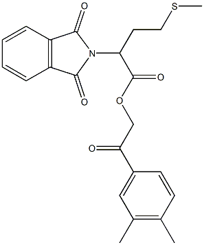 2-(3,4-dimethylphenyl)-2-oxoethyl 2-(1,3-dioxo-1,3-dihydro-2H-isoindol-2-yl)-4-(methylsulfanyl)butanoate 结构式