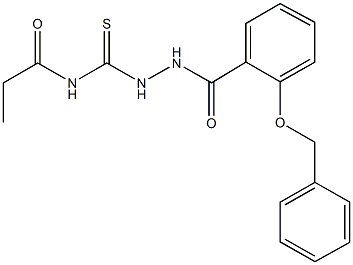 N-({2-[2-(benzyloxy)benzoyl]hydrazino}carbothioyl)propanamide Structure