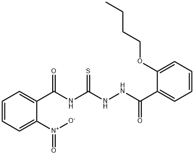 N-{[2-(2-butoxybenzoyl)hydrazino]carbothioyl}-2-nitrobenzamide Structure