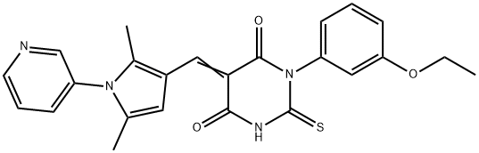 333445-71-9 5-{[2,5-dimethyl-1-(3-pyridinyl)-1H-pyrrol-3-yl]methylene}-1-(3-ethoxyphenyl)-2-thioxodihydro-4,6(1H,5H)-pyrimidinedione