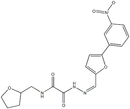 2-{2-[(5-{3-nitrophenyl}-2-furyl)methylene]hydrazino}-2-oxo-N-(tetrahydro-2-furanylmethyl)acetamide Struktur