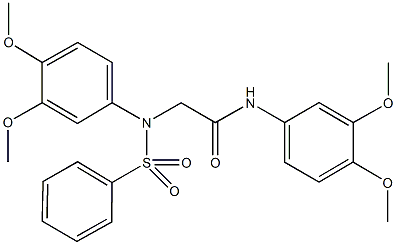 N-(3,4-dimethoxyphenyl)-2-[3,4-dimethoxy(phenylsulfonyl)anilino]acetamide Struktur