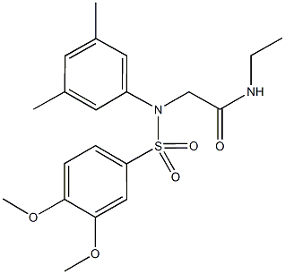 2-{[(3,4-dimethoxyphenyl)sulfonyl]-3,5-dimethylanilino}-N-ethylacetamide 结构式