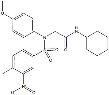 N-cyclohexyl-2-[({3-nitro-4-methylphenyl}sulfonyl)-4-methoxyanilino]acetamide Structure