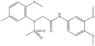 N-(3,4-dimethoxyphenyl)-2-[2-methoxy-5-methyl(methylsulfonyl)anilino]acetamide Struktur