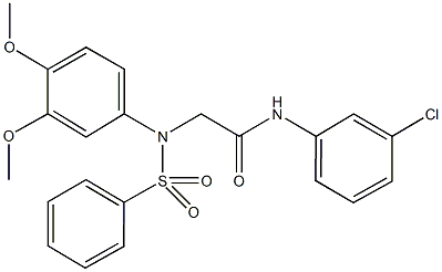 N-(3-chlorophenyl)-2-[3,4-dimethoxy(phenylsulfonyl)anilino]acetamide 化学構造式