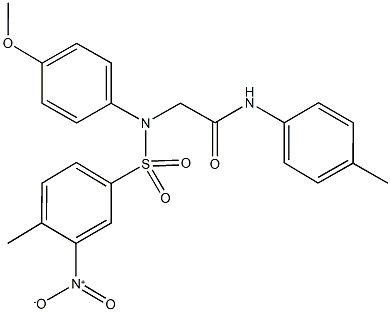 2-[({3-nitro-4-methylphenyl}sulfonyl)-4-methoxyanilino]-N-(4-methylphenyl)acetamide 化学構造式