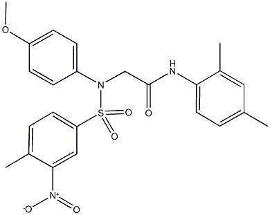 N-(2,4-dimethylphenyl)-2-[({3-nitro-4-methylphenyl}sulfonyl)-4-methoxyanilino]acetamide Struktur