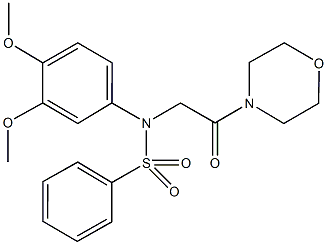 N-(3,4-dimethoxyphenyl)-N-(2-morpholin-4-yl-2-oxoethyl)benzenesulfonamide 化学構造式