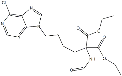 diethyl 2-[4-(6-chloro-9H-purin-9-yl)butyl]-2-(formylamino)malonate 化学構造式