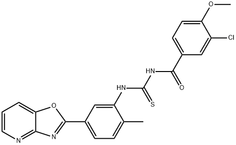 N-(3-chloro-4-methoxybenzoyl)-N'-(2-methyl-5-[1,3]oxazolo[4,5-b]pyridin-2-ylphenyl)thiourea Structure