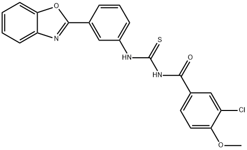 N-[3-(1,3-benzoxazol-2-yl)phenyl]-N'-(3-chloro-4-methoxybenzoyl)thiourea Struktur