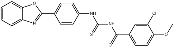 N-[4-(1,3-benzoxazol-2-yl)phenyl]-N'-(3-chloro-4-methoxybenzoyl)thiourea 化学構造式