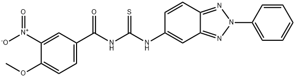 N-{3-nitro-4-methoxybenzoyl}-N'-(2-phenyl-2H-1,2,3-benzotriazol-5-yl)thiourea 化学構造式