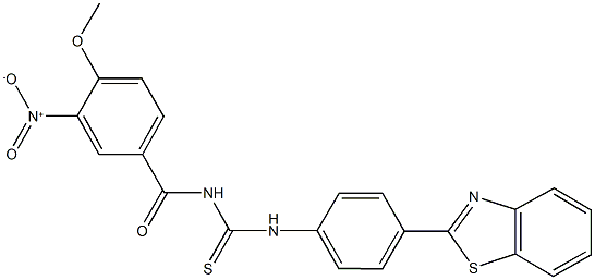 N-[4-(1,3-benzothiazol-2-yl)phenyl]-N'-{3-nitro-4-methoxybenzoyl}thiourea Structure