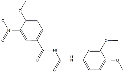 N-(3,4-dimethoxyphenyl)-N'-{3-nitro-4-methoxybenzoyl}thiourea 化学構造式