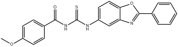 N-(4-methoxybenzoyl)-N'-(2-phenyl-1,3-benzoxazol-5-yl)thiourea,333740-06-0,结构式