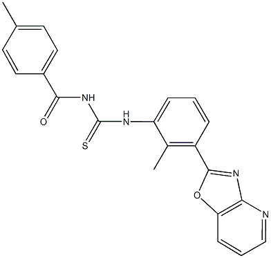 N-(4-methylbenzoyl)-N'-(2-methyl-3-[1,3]oxazolo[4,5-b]pyridin-2-ylphenyl)thiourea,333740-11-7,结构式