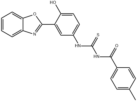 N-[3-(1,3-benzoxazol-2-yl)-4-hydroxyphenyl]-N'-(4-methylbenzoyl)thiourea Struktur