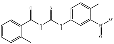 N-{4-fluoro-3-nitrophenyl}-N'-(2-methylbenzoyl)thiourea Struktur
