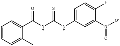 N-{4-fluoro-3-nitrophenyl}-N'-(2-methylbenzoyl)thiourea Structure