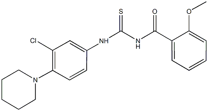 N-[3-chloro-4-(1-piperidinyl)phenyl]-N'-(2-methoxybenzoyl)thiourea 化学構造式