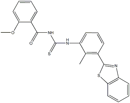 N-[3-(1,3-benzothiazol-2-yl)-2-methylphenyl]-N'-(2-methoxybenzoyl)thiourea 化学構造式