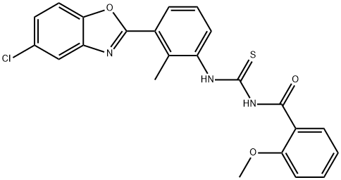 N-[3-(5-chloro-1,3-benzoxazol-2-yl)-2-methylphenyl]-N'-(2-methoxybenzoyl)thiourea Struktur