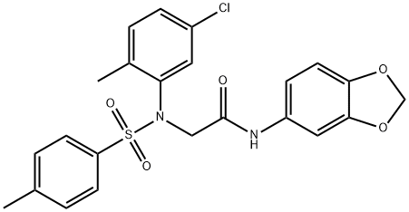 N-(1,3-benzodioxol-5-yl)-2-{5-chloro-2-methyl[(4-methylphenyl)sulfonyl]anilino}acetamide Struktur