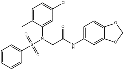 N-(1,3-benzodioxol-5-yl)-2-[5-chloro-2-methyl(phenylsulfonyl)anilino]acetamide Structure